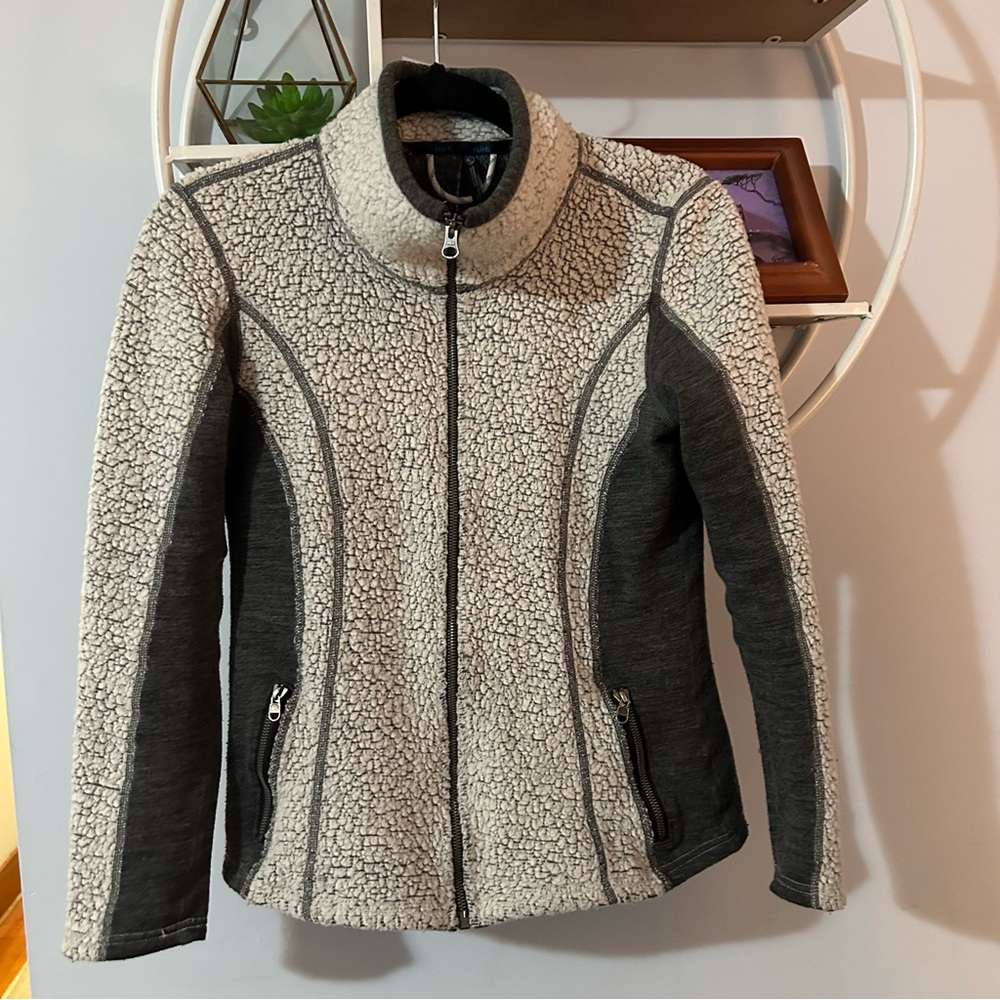 Kuhl Women's Small S Gray Fuzzy Blend Wool Full Zip Jacket